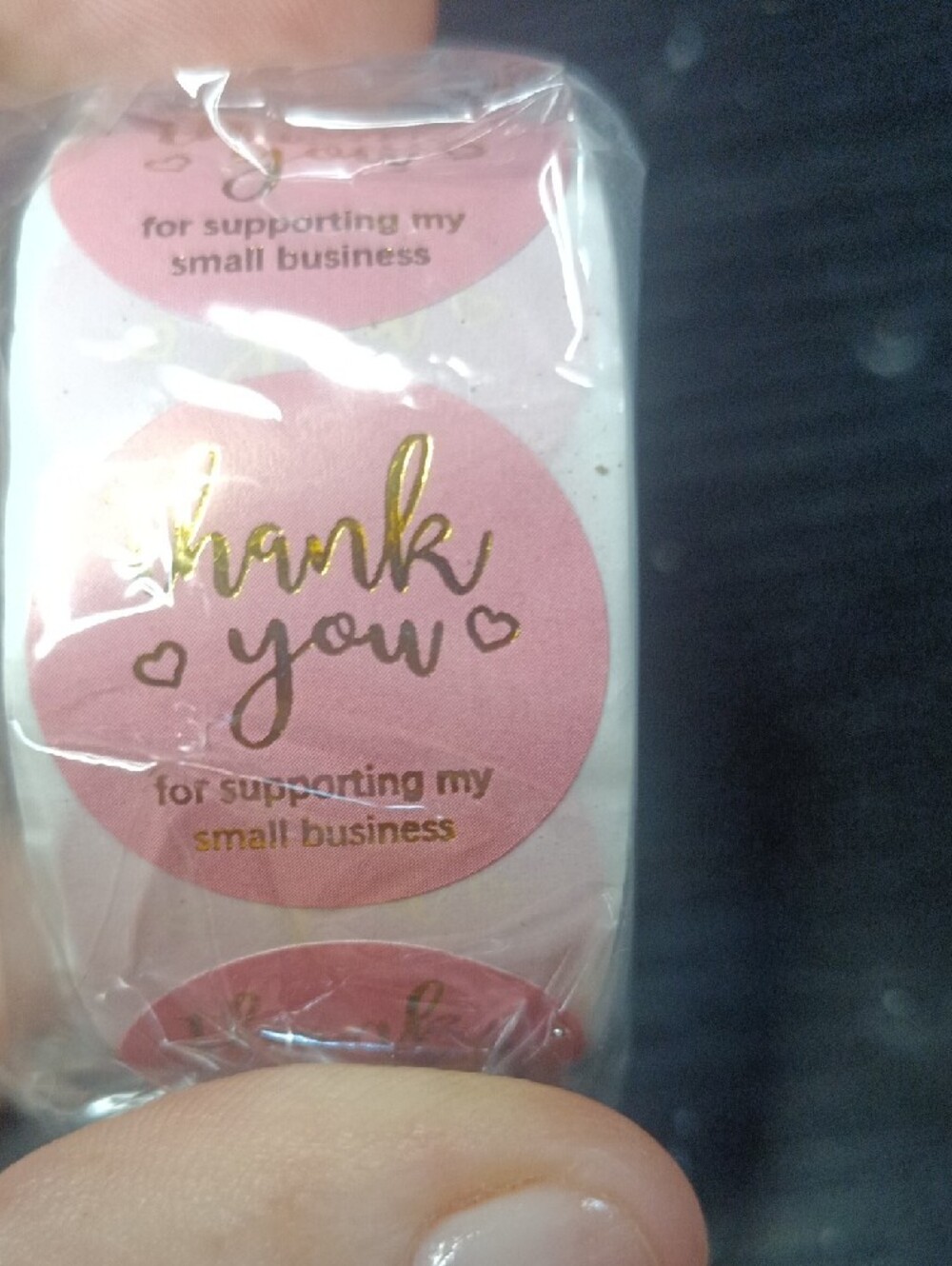 3 Rolls Thank You Sticker Rolls - Assorted Pink, White, Black - Picture 2 of 4